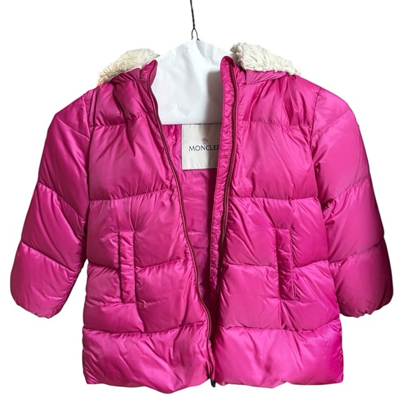 Moncler Down Hot Pink CAEN GIUBBOTTO JACKET Toddler Girl Size 3 Dry Cleaned - Picture 9 of 16